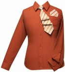 Boys Shirt w/ Tie and Hanky-(Rust/ Rust)